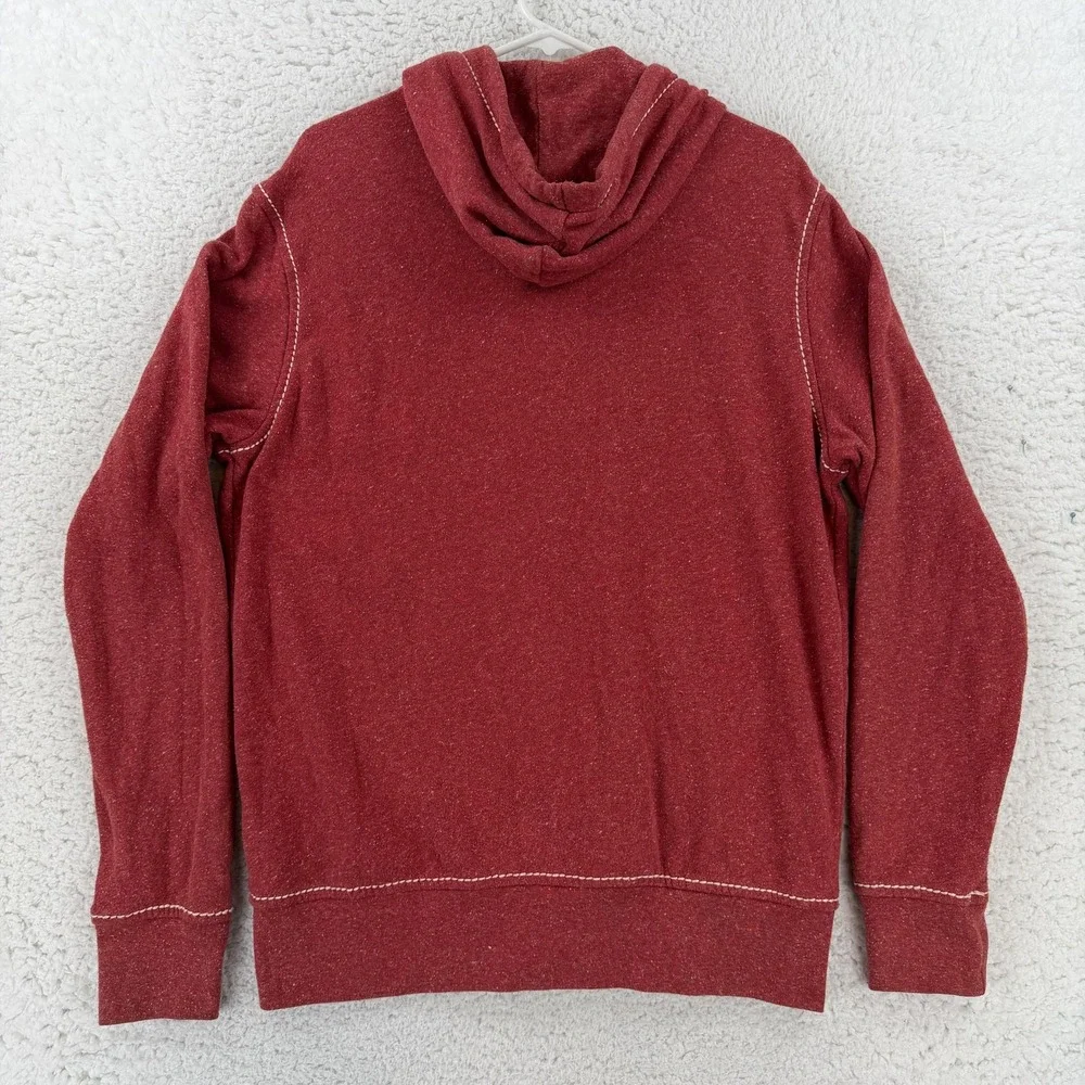 True Religion Hoodie Mens Large Red Full Zip Fleece Big T Logo Sweatshirt